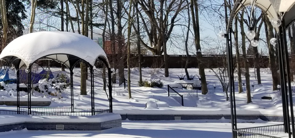 Our outdoor pool in winter